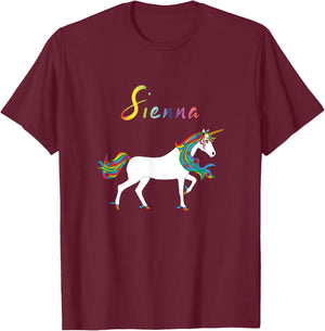 Sienna Personalized First Name Unicorn T-Shirt - T-Shirt | Maroon