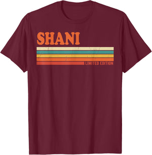 Shani Retro Personalized First Name Vintage Stripes T-Shirt - T-Shirt | Maroon