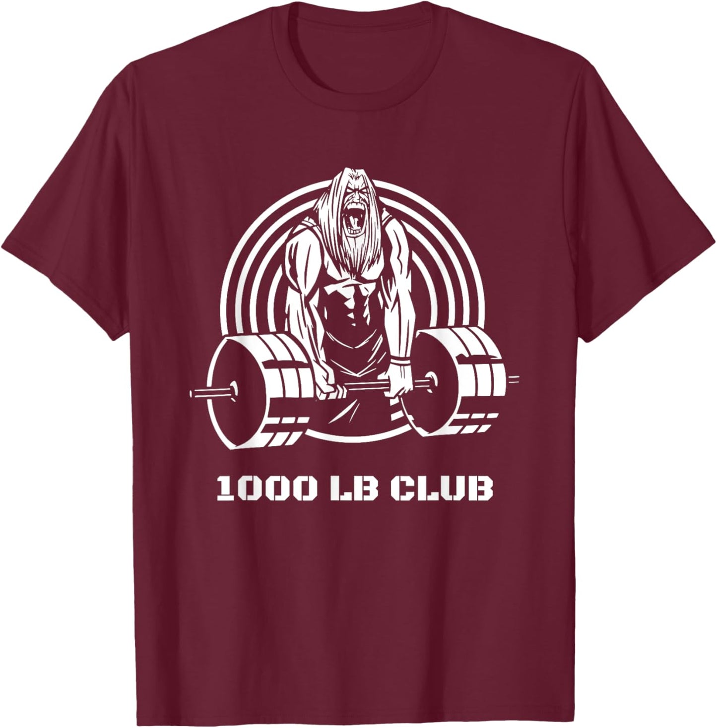 1000 Pound Club Muscle Strong Men Gym Workout Powerlifting T-Shirt - T-Shirt | Maroon