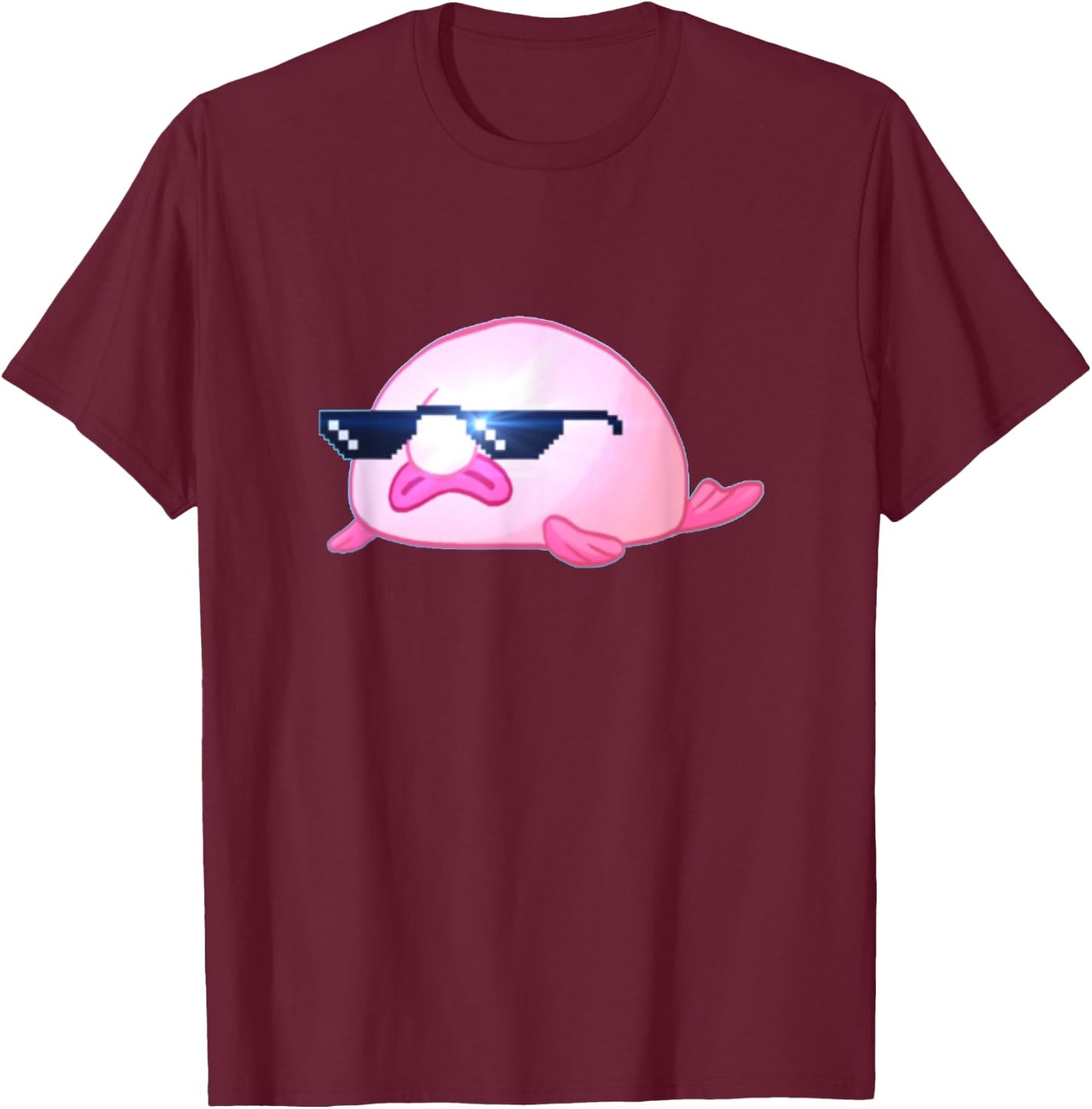 Cool Blobfish T Shirt With Sunglasses T-Shirt - T-Shirt | Maroon
