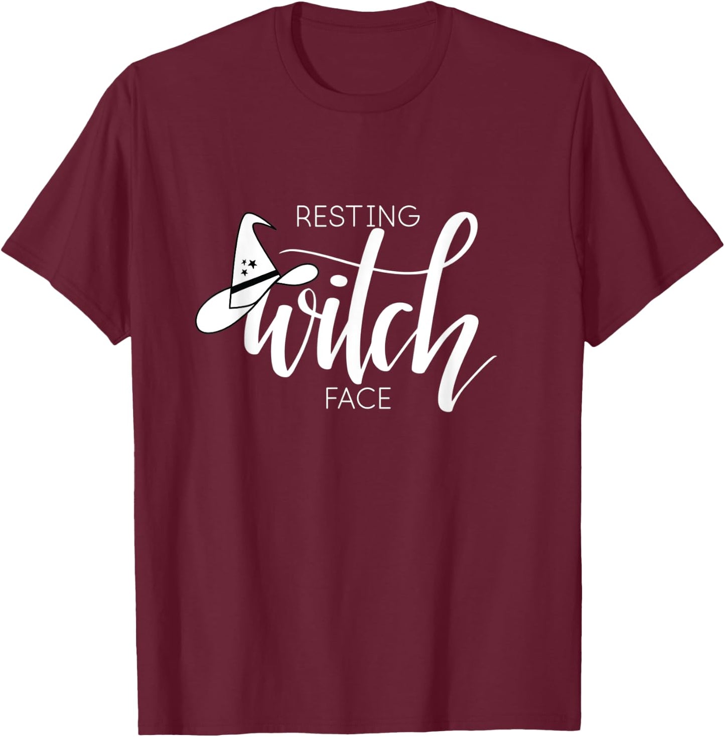 Resting WITCH Face with Witch Hat - Funny Halloween Design T-Shirt - T-Shirt | Maroon