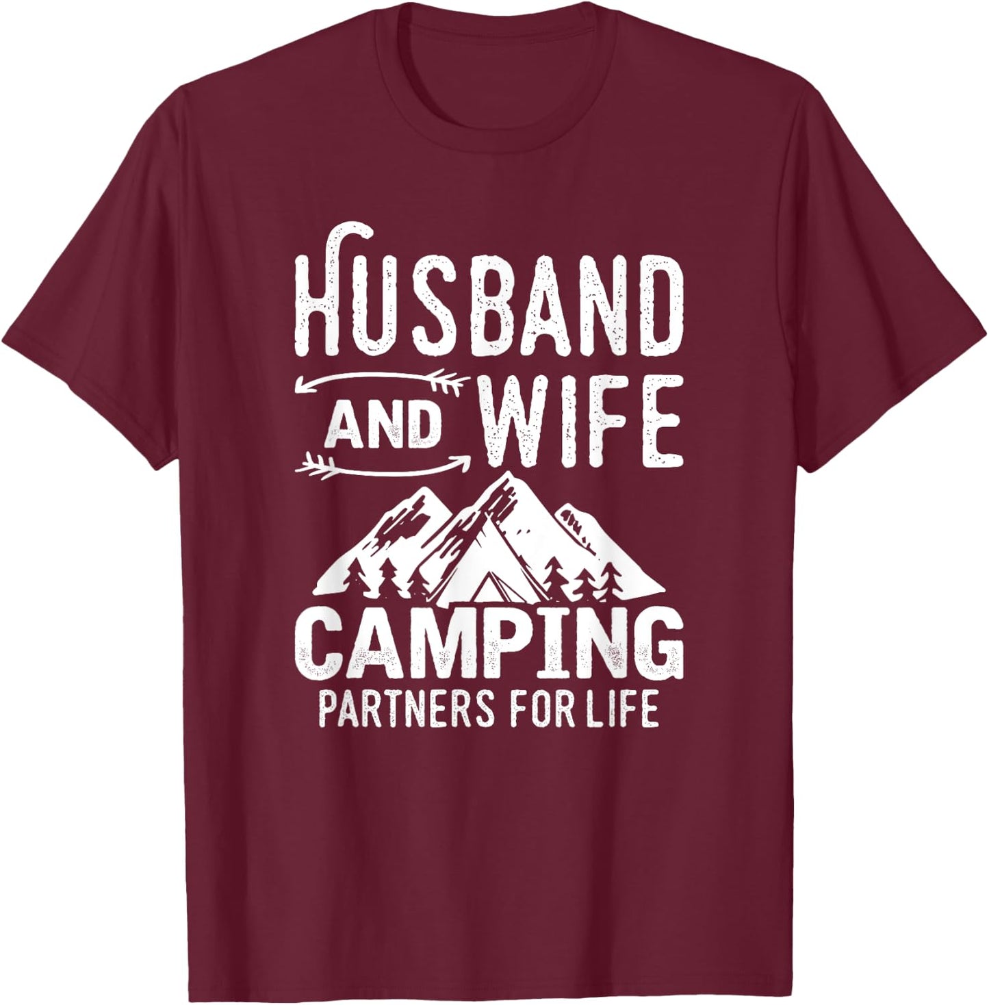 Husband And Wife Camping Partner For Life T-Shirt - T-Shirt | Maroon