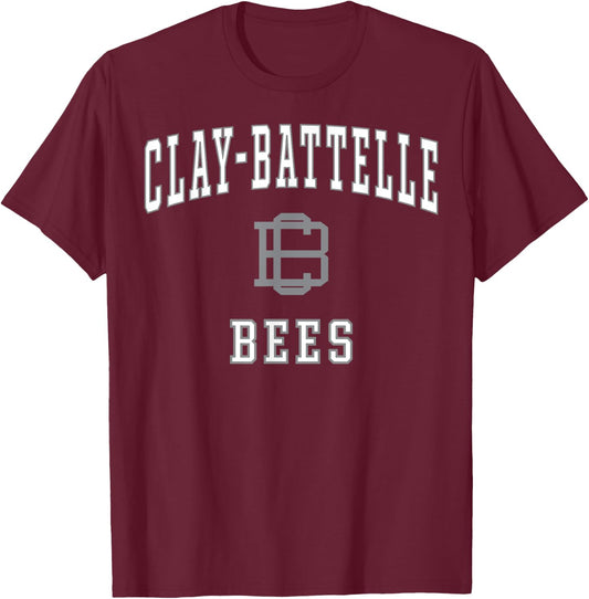 Clay-Battelle High School Bees C1 T-Shirt - T-Shirt | Maroon