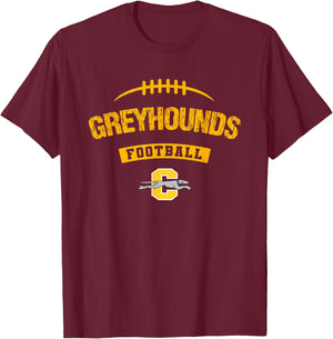 Carmel Greyhounds Logo Football Distressed HS T-Shirt - T-Shirt | Maroon