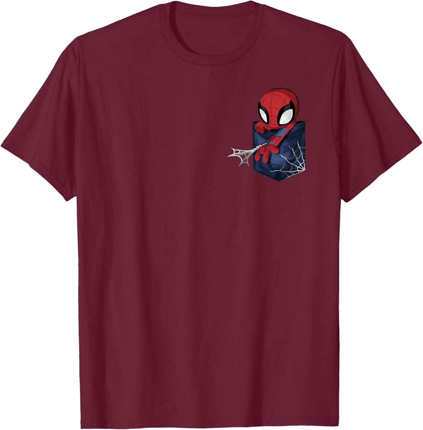 Marvel Spider-Man Left Chest Pocket T-Shirt - T-Shirt | Maroon