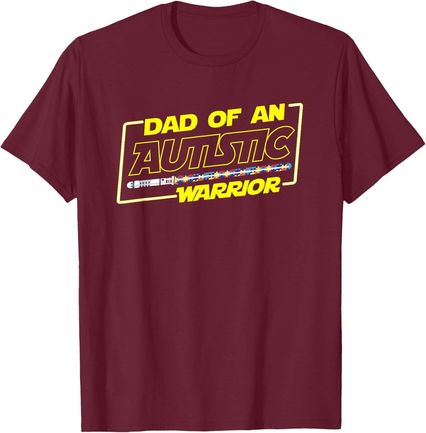 Father's Day Autism Warrior Awareness Dad T Shirt T-Shirt - T-Shirt | Maroon
