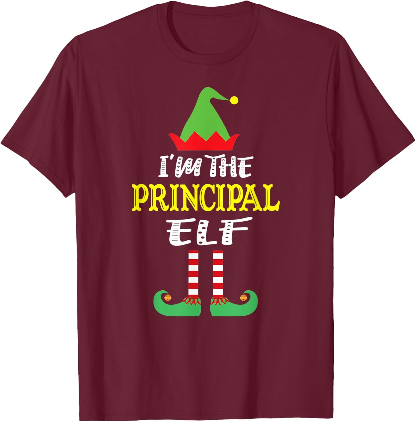 Principal Elf Matching Family Group Christmas T-Shirt - T-Shirt | Maroon