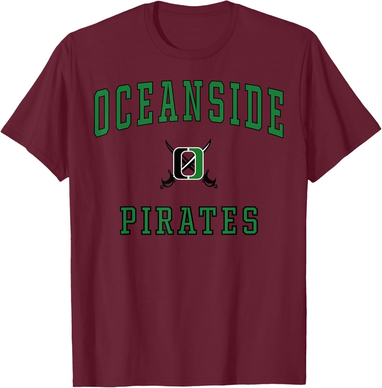 Oceanside High School Pirates C1 T-Shirt - T-Shirt | Maroon