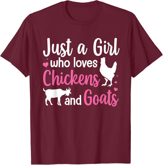 Cool Chicken Goat Design Girls Pygmy Goat Lover T-Shirt - T-Shirt | Maroon