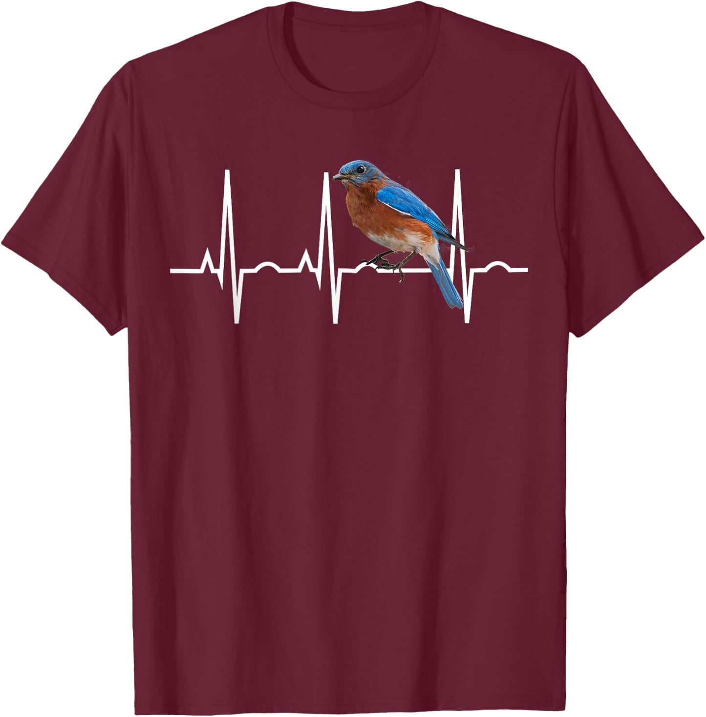 Bluebird Shirt - Bluebird Heartbeat Gift Birders T-Shirt - T-Shirt | Maroon