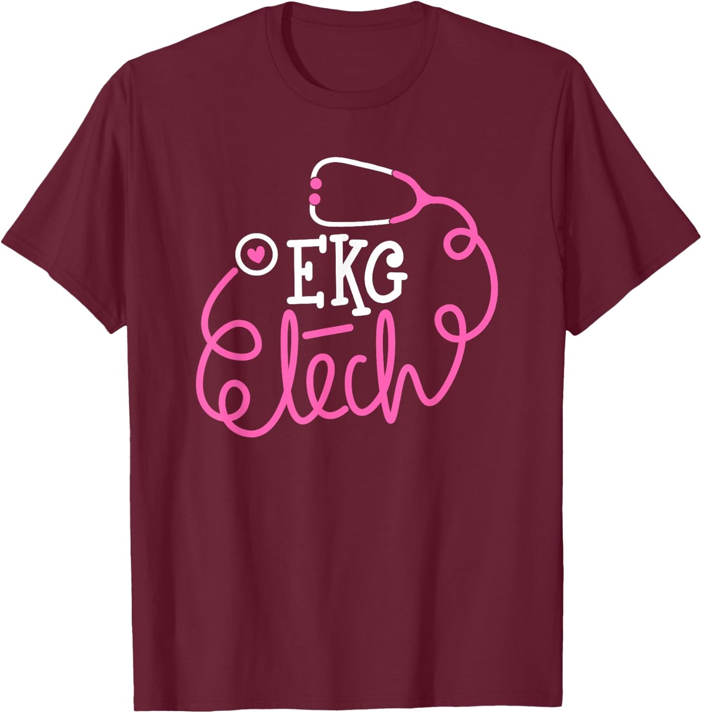 EKG Tech Shirt Electrocardiograph technologists technicians T-Shirt - T-Shirt | Maroon