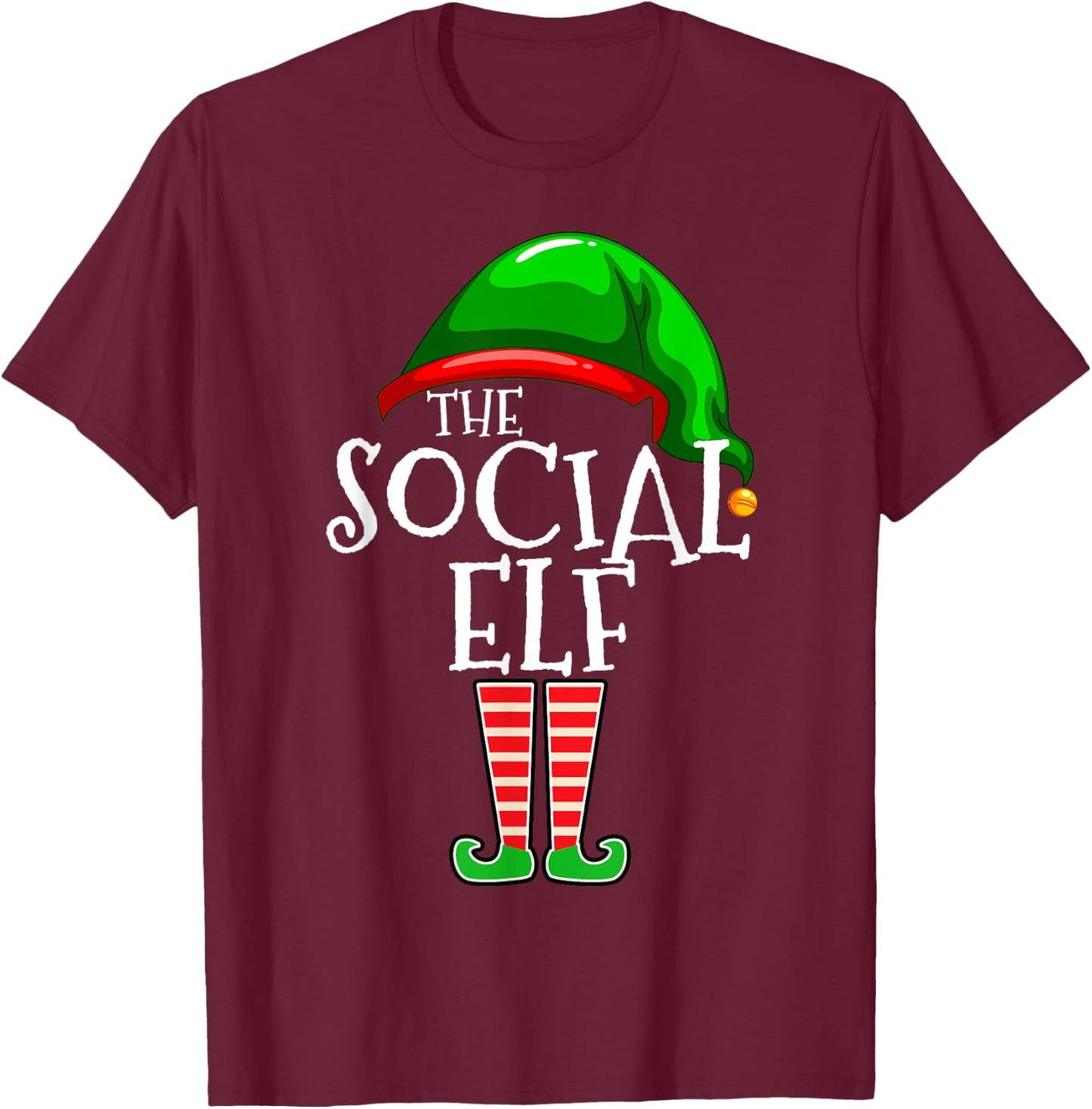 Social Elf Group Matching Family Christmas Gift Holiday T-Shirt - T-Shirt | Maroon