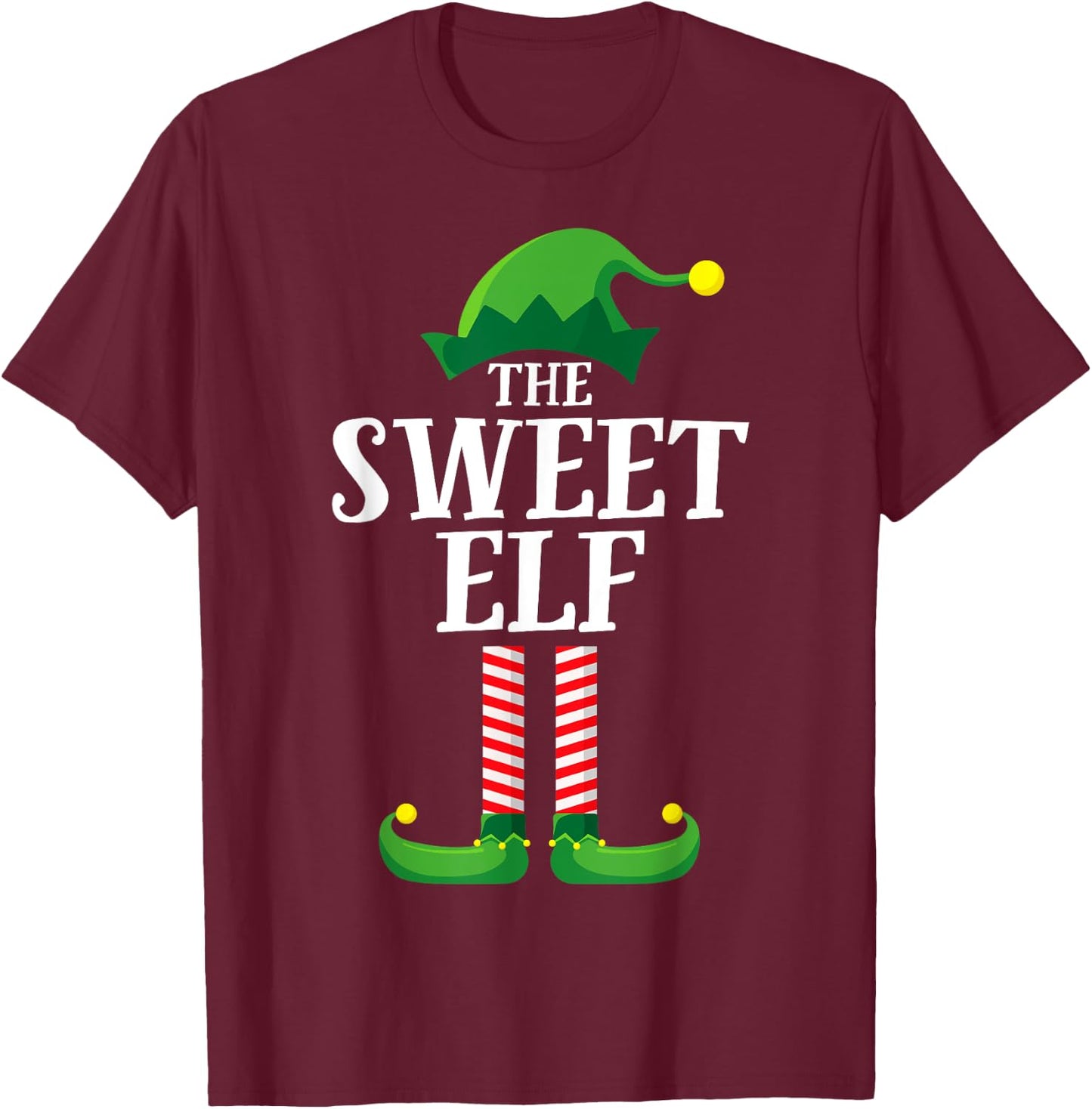 Sweet Elf Matching Family Group Christmas Party Pyjamas T-Shirt - T-Shirt | Maroon