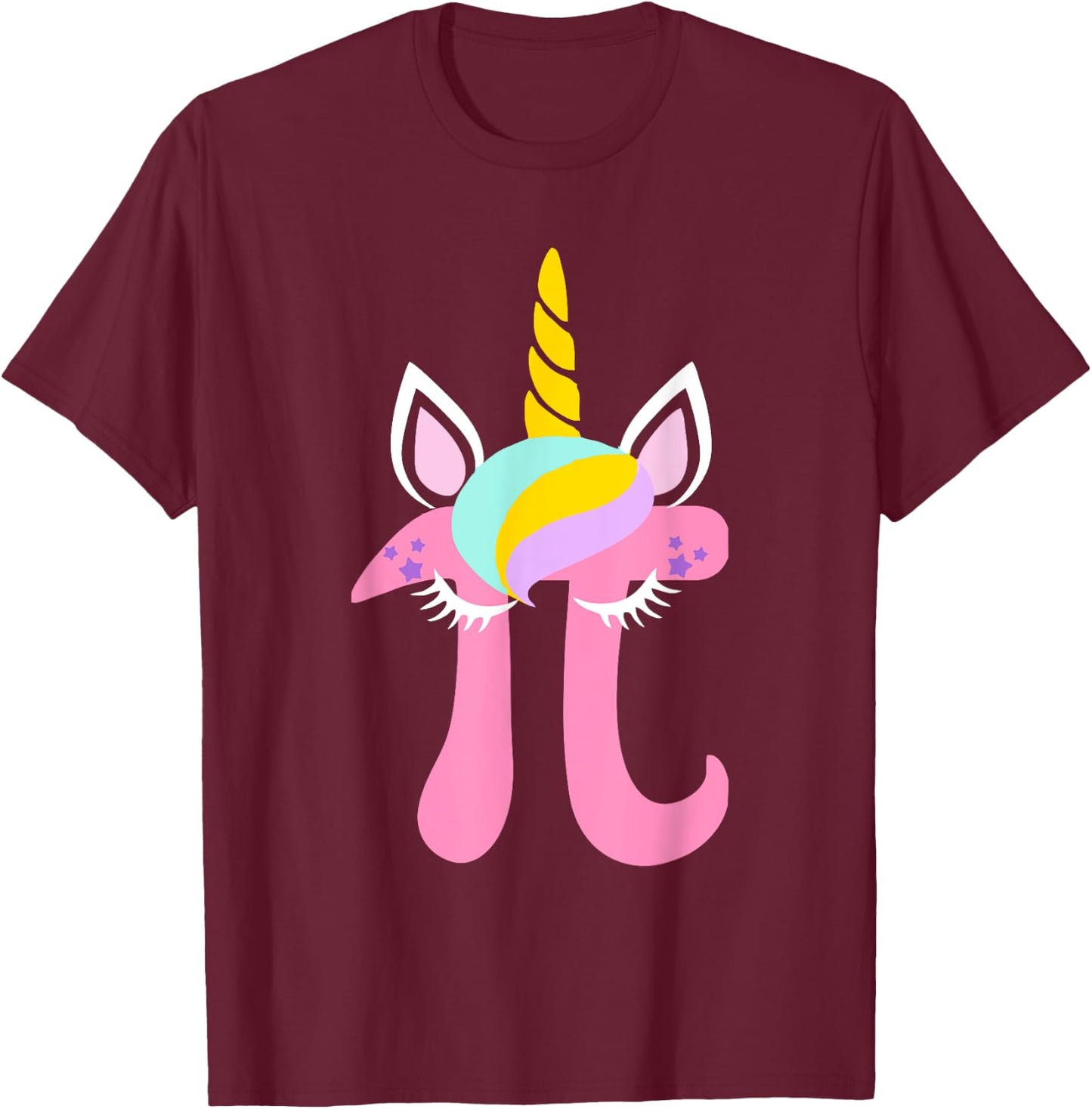 Unicorn Pi Symbol Funny Math Nerd Women Kids T Shirt T-Shirt - T-Shirt | Maroon