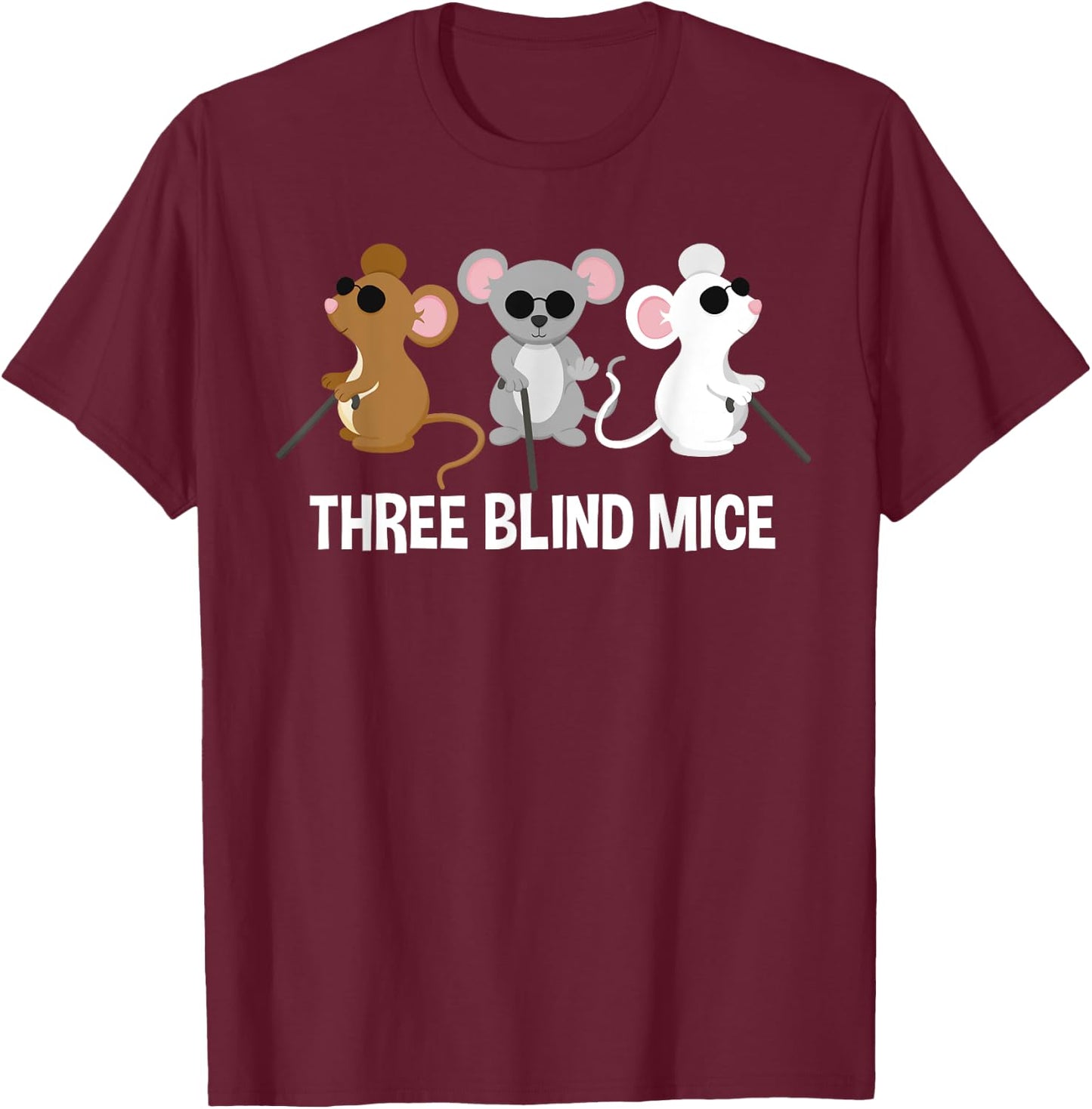 Three Blind Mice Kids Nursery Rhyme T-Shirt - T-Shirt | Maroon