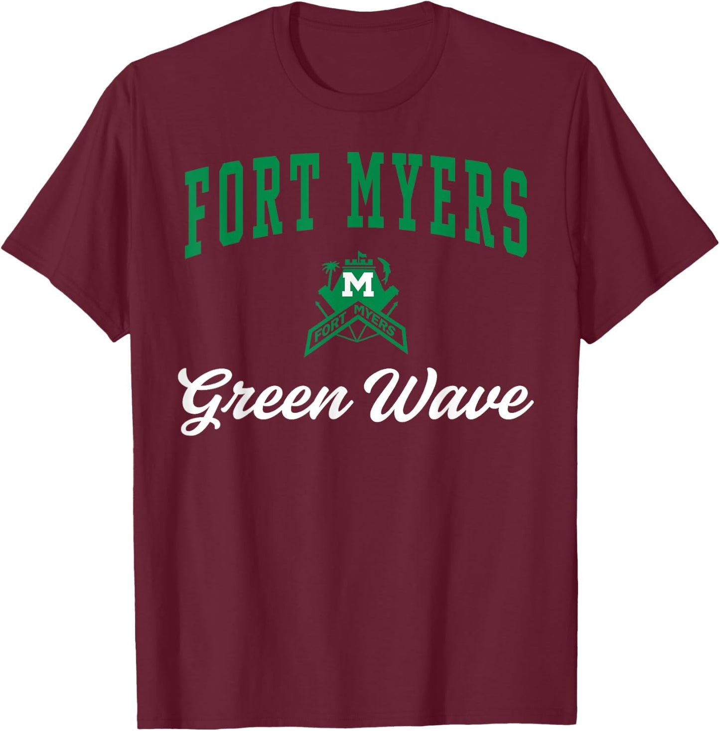 Fort Myers High School Green Wave C3 T-Shirt - T-Shirt | Maroon