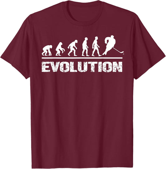 Hockey Evolution T Shirt funny science cool sports gift T-Shirt - T-Shirt | Maroon