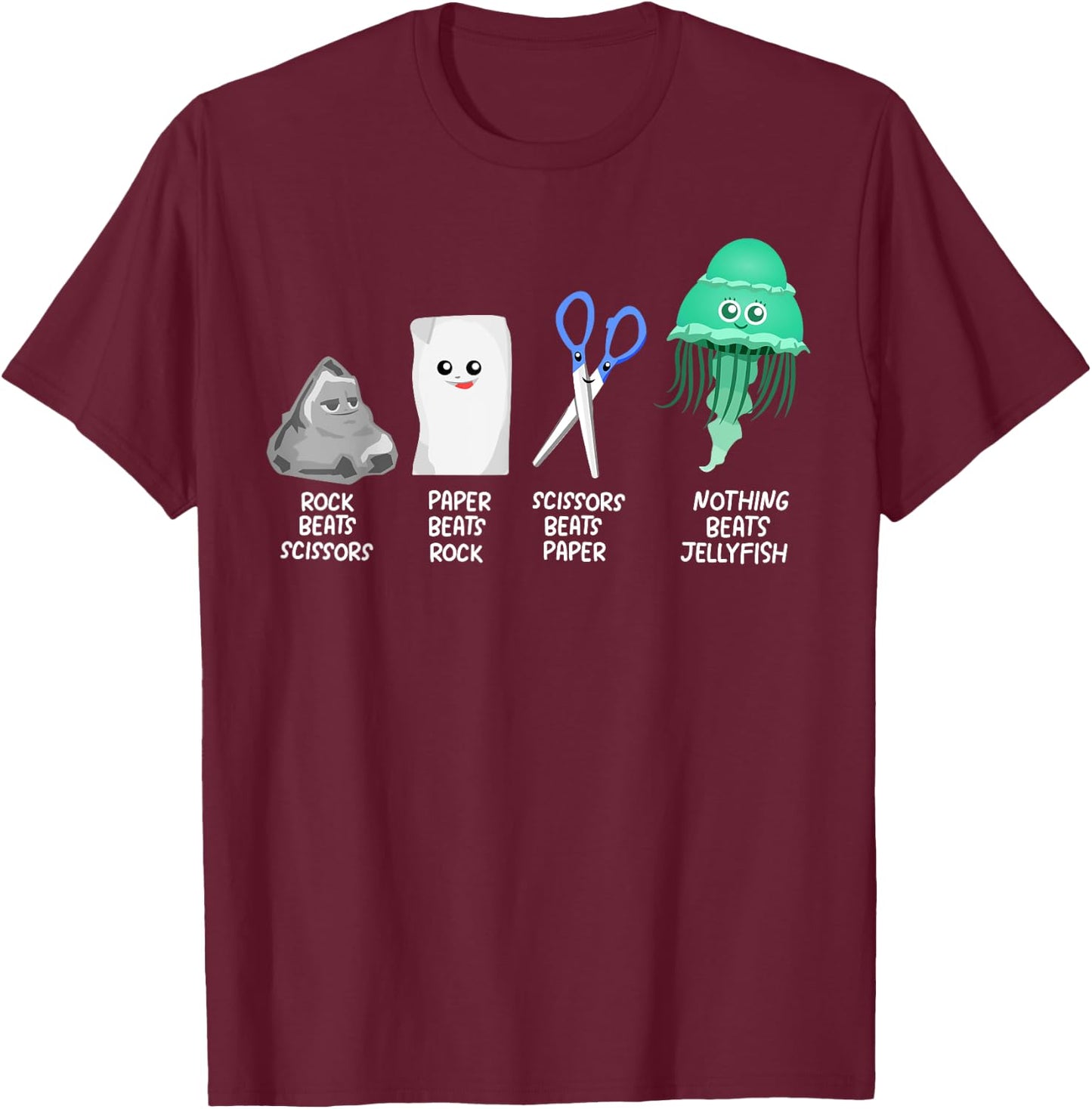 Kids Rock Paper Scissors Jellyfishes Dress Gift Jellyfish T-Shirt - T-Shirt | Maroon