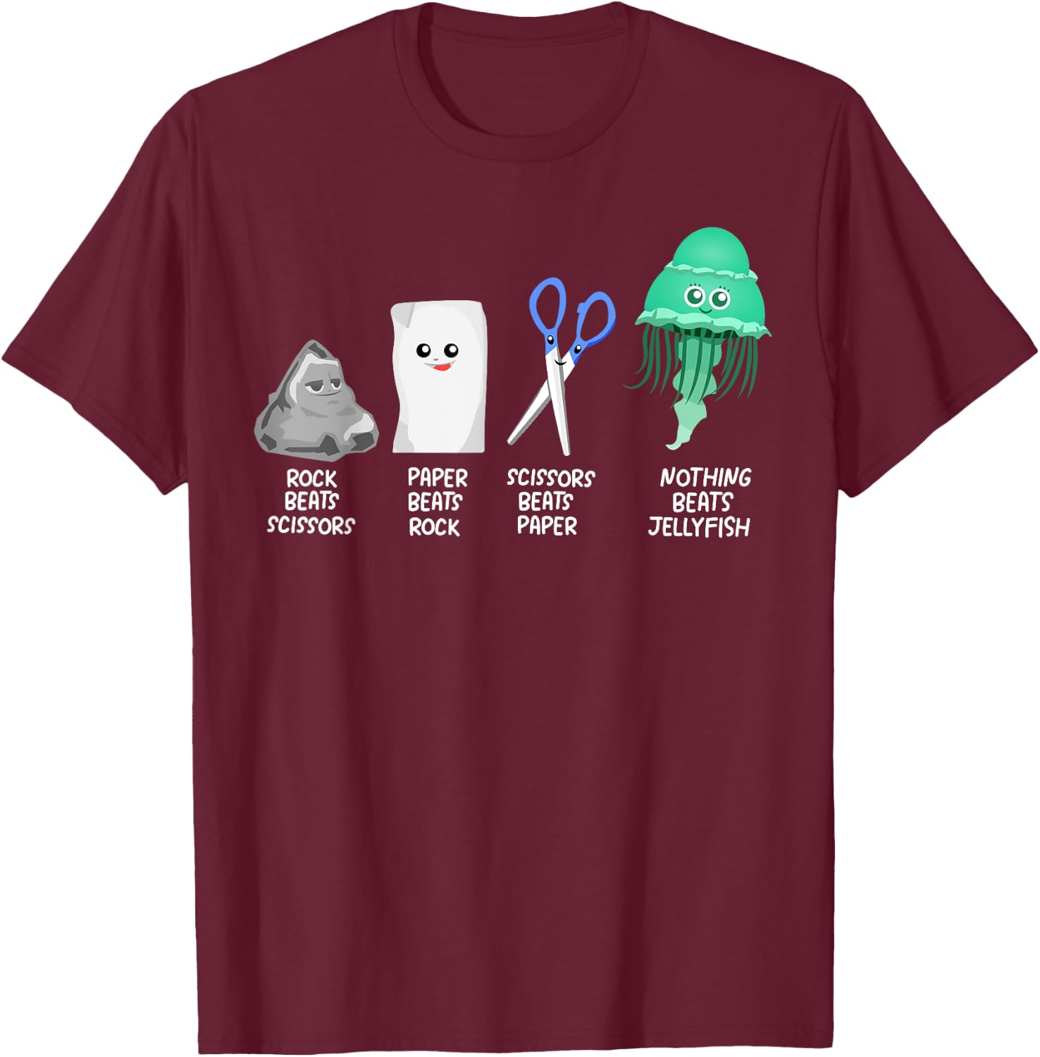 Kids Rock Paper Scissors Jellyfishes Dress Gift Jellyfish T-Shirt - T-Shirt | Maroon