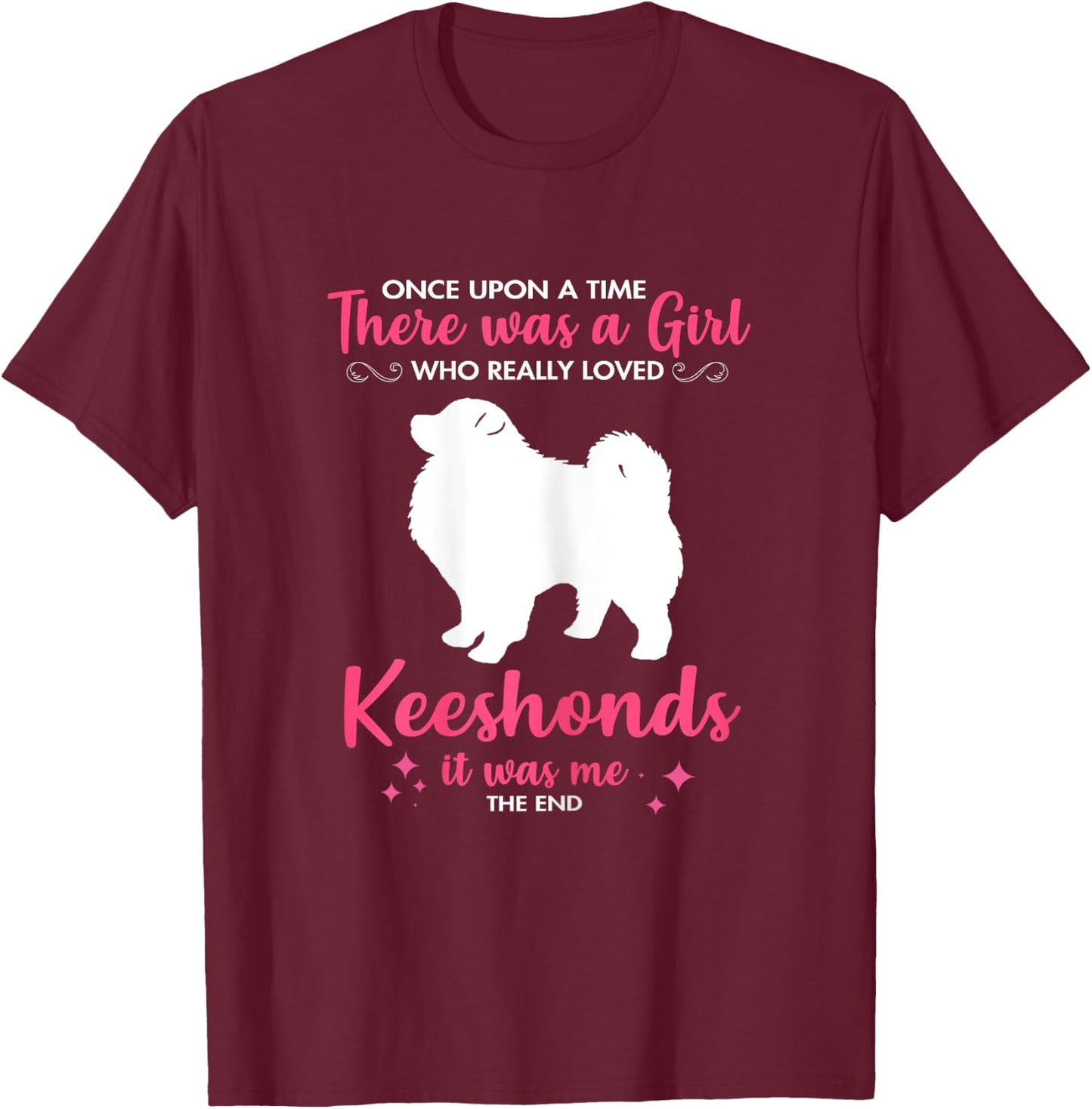 Girl Loves Keeshond Dog Pet Gift Women Mom Dad Him T-Shirt - T-Shirt | Maroon