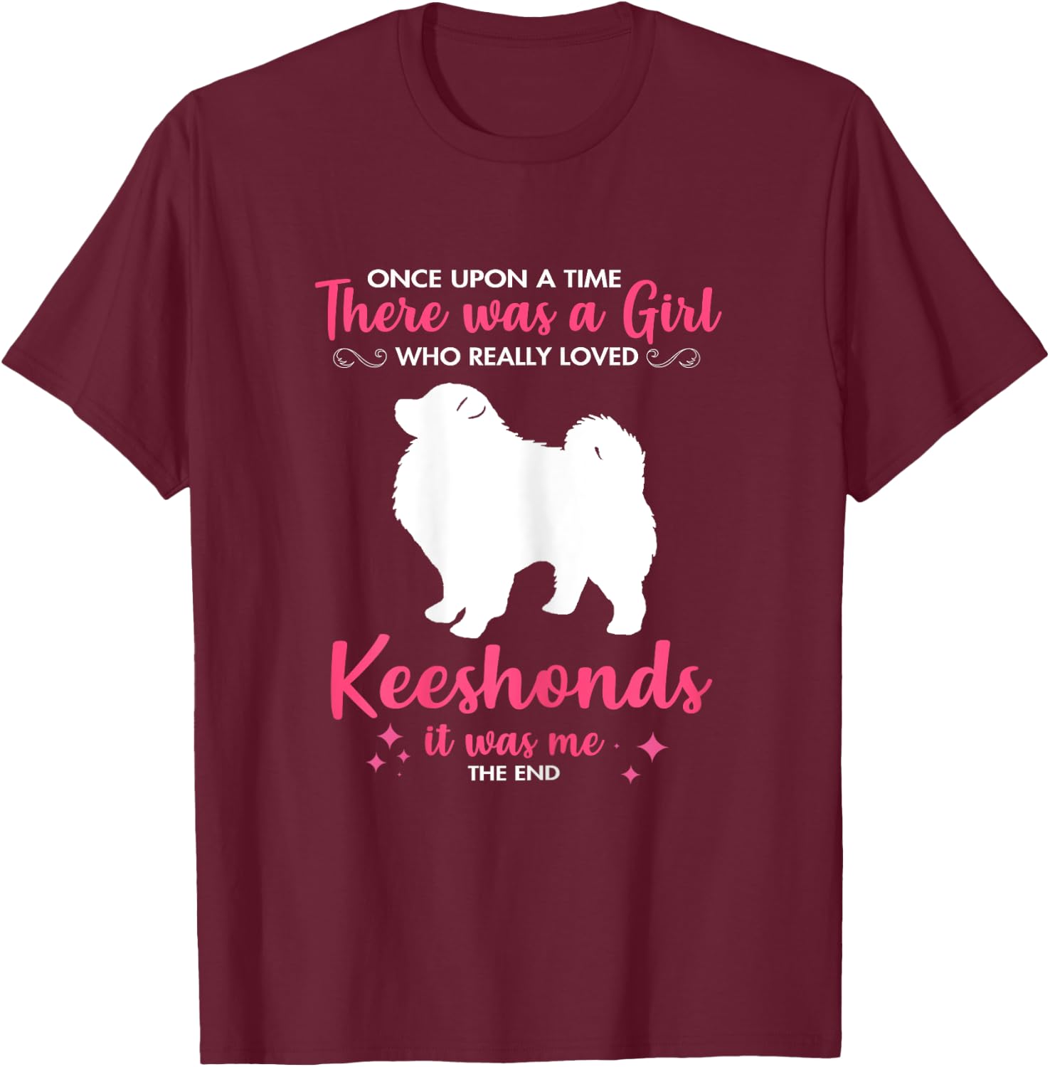 Girl Loves Keeshond Dog Pet Gift Women Mom Dad Him T-Shirt - T-Shirt | Maroon