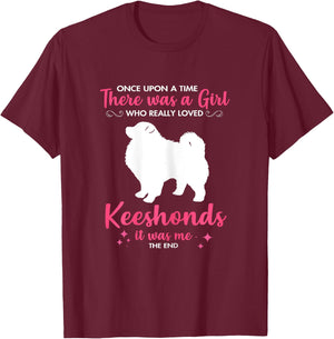 Girl Loves Keeshond Dog Pet Gift Women Mom Dad Him T-Shirt - T-Shirt | Maroon
