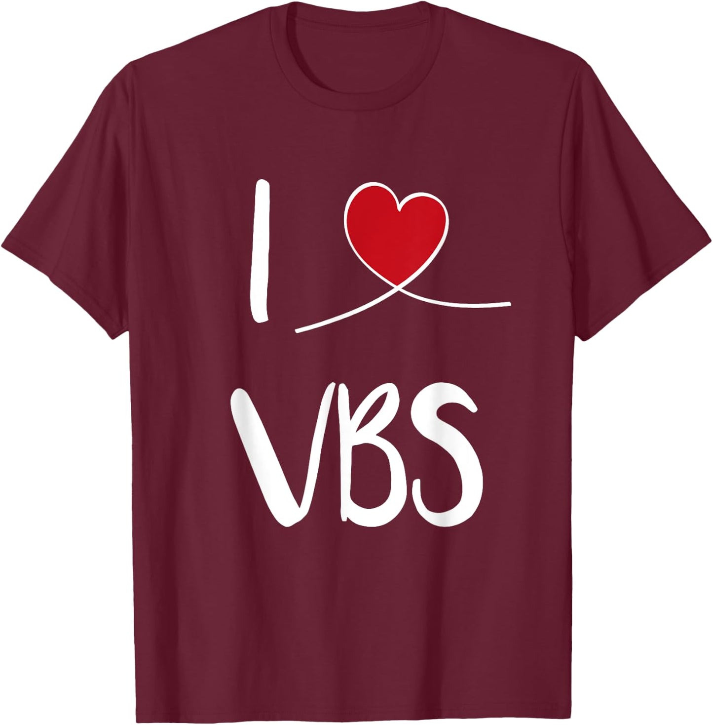 I Love VBS Vacation Bible School 2024 Cute Christian Heart T-Shirt - T-Shirt | Maroon