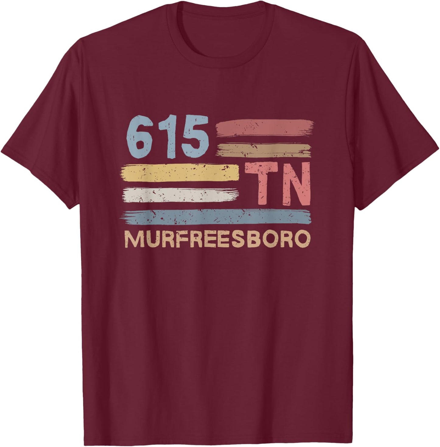 Retro Murfreesboro Area Code 615 Residents State Tennessee T-Shirt - T-Shirt | Maroon