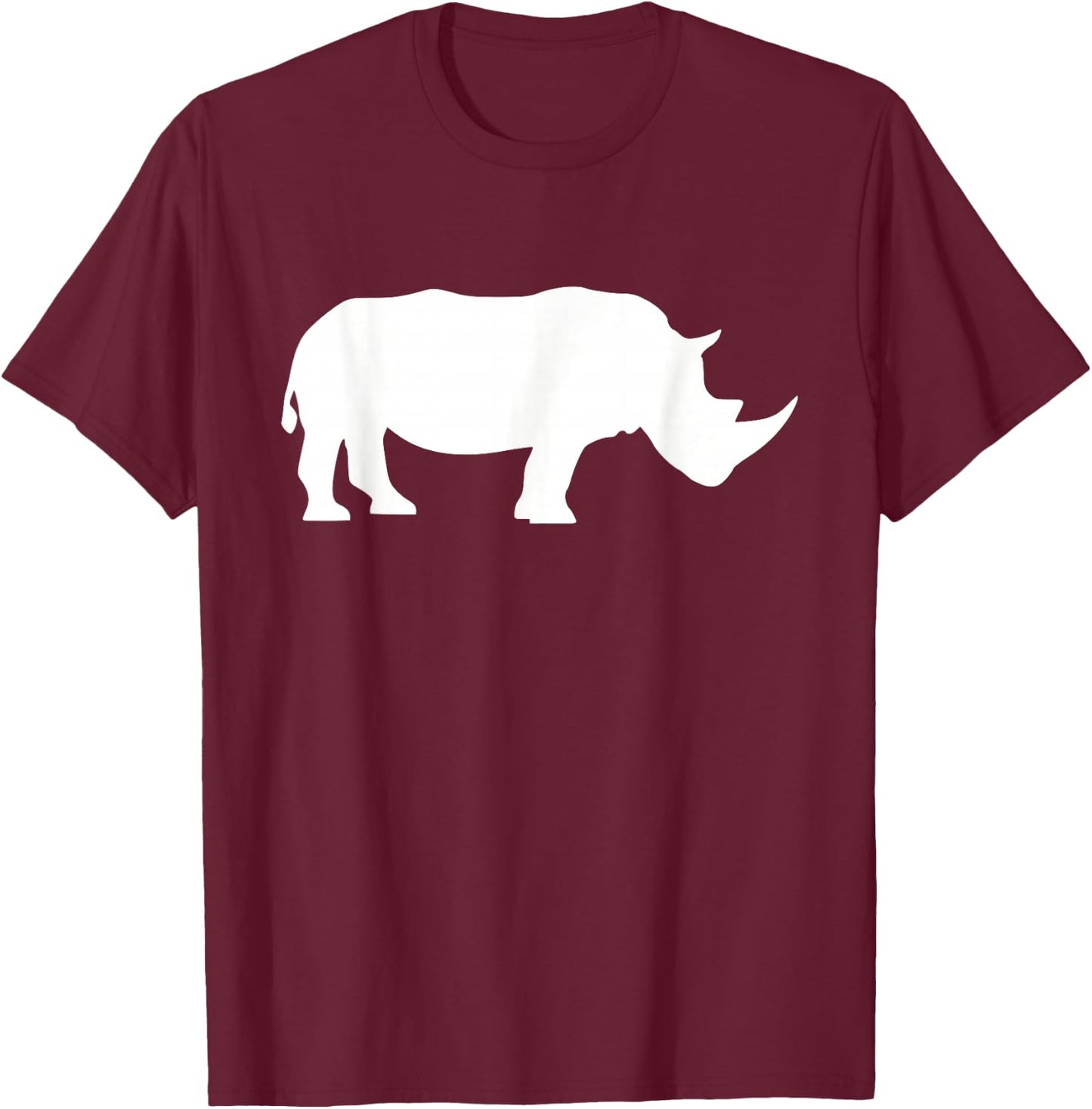 Rhino Store Rhino - Black Adult - Animal Print - - Short Sleeve - Modern Style - Casual Wear - All Seasons T-Shirt - T-Shirt | Maroon