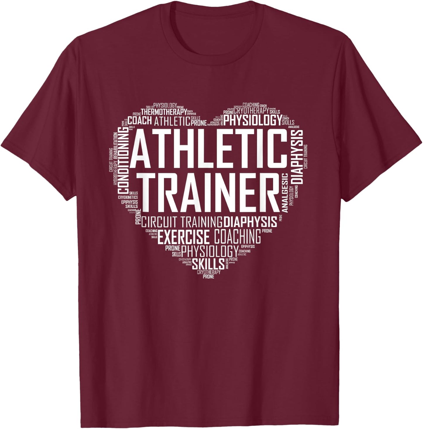 AT Certified Athletic Trainer T Shirt Gift Love Heart T-Shirt - T-Shirt | Maroon