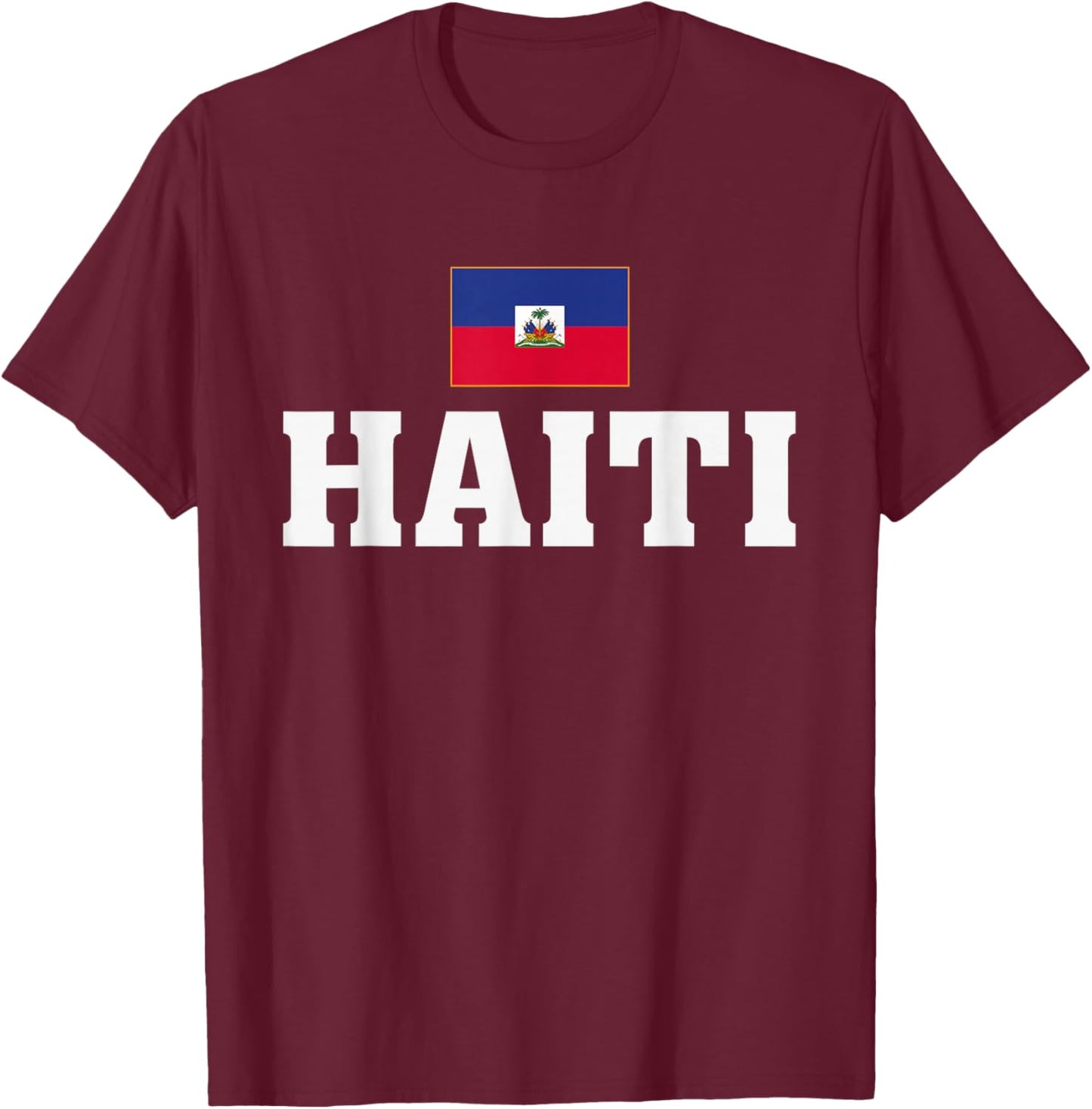 Haiti Flag Patriotic Country Roots Souvenir T-Shirt - T-Shirt | Maroon