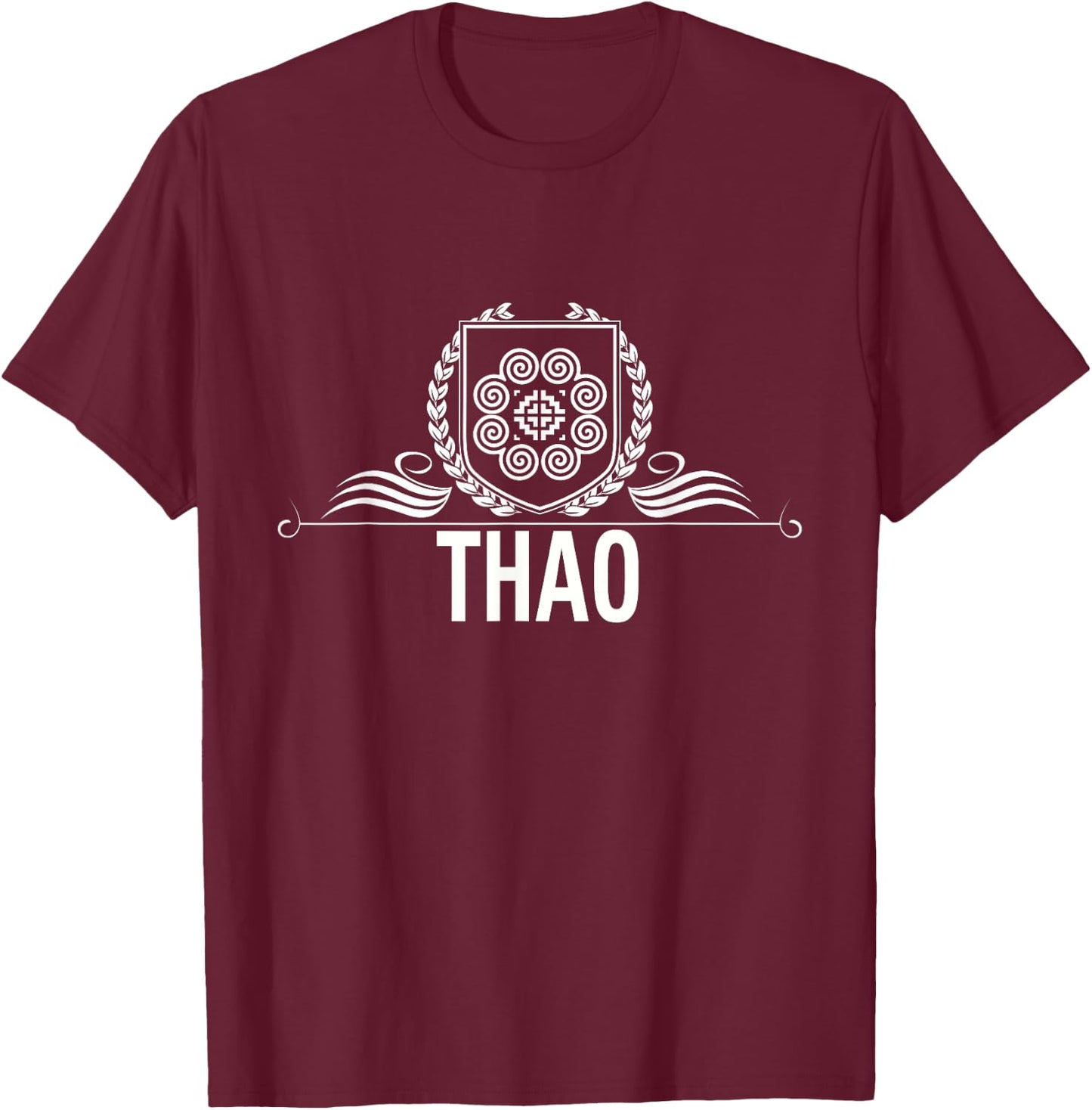 Thao Spiral Family Scroll Hmong Design T-Shirt - T-Shirt | Maroon
