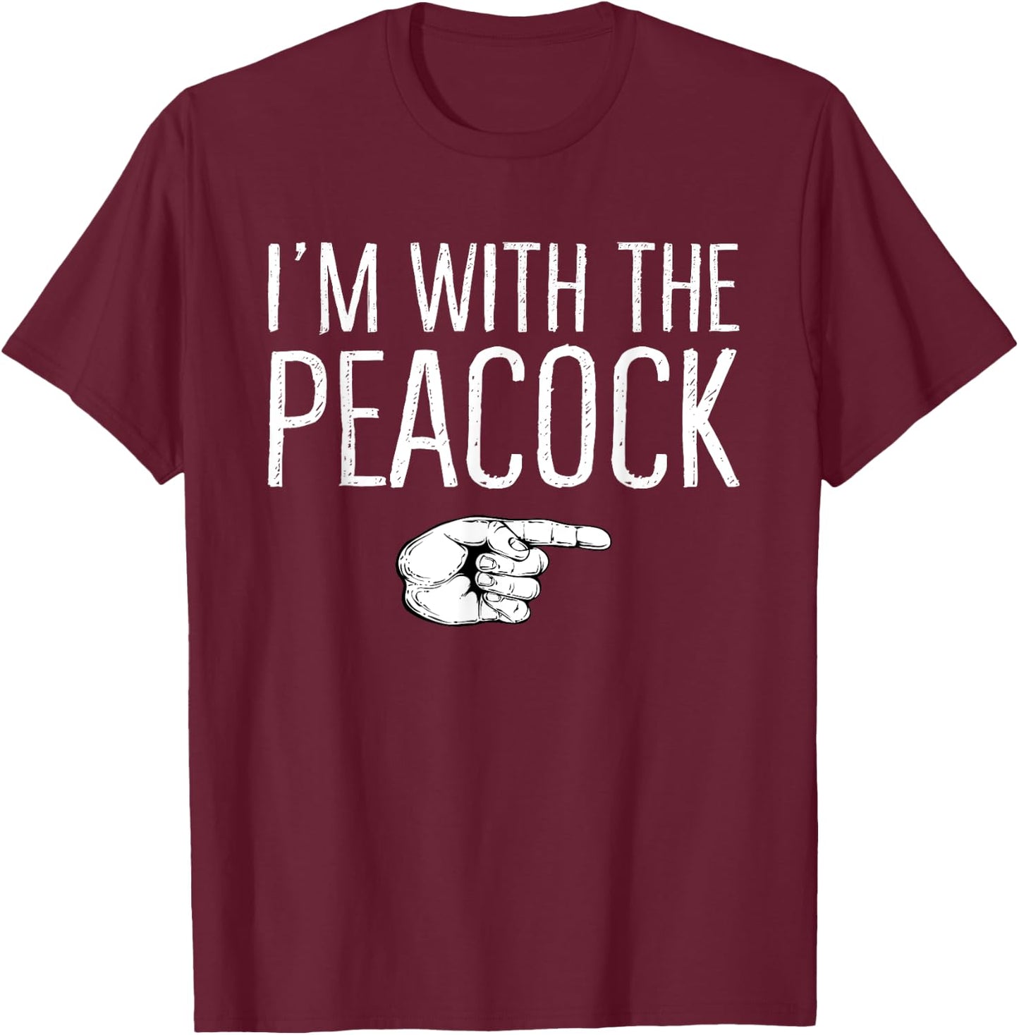 I'm With The Peacock Matching Costume Lazy Halloween Party T-Shirt - T-Shirt | Maroon