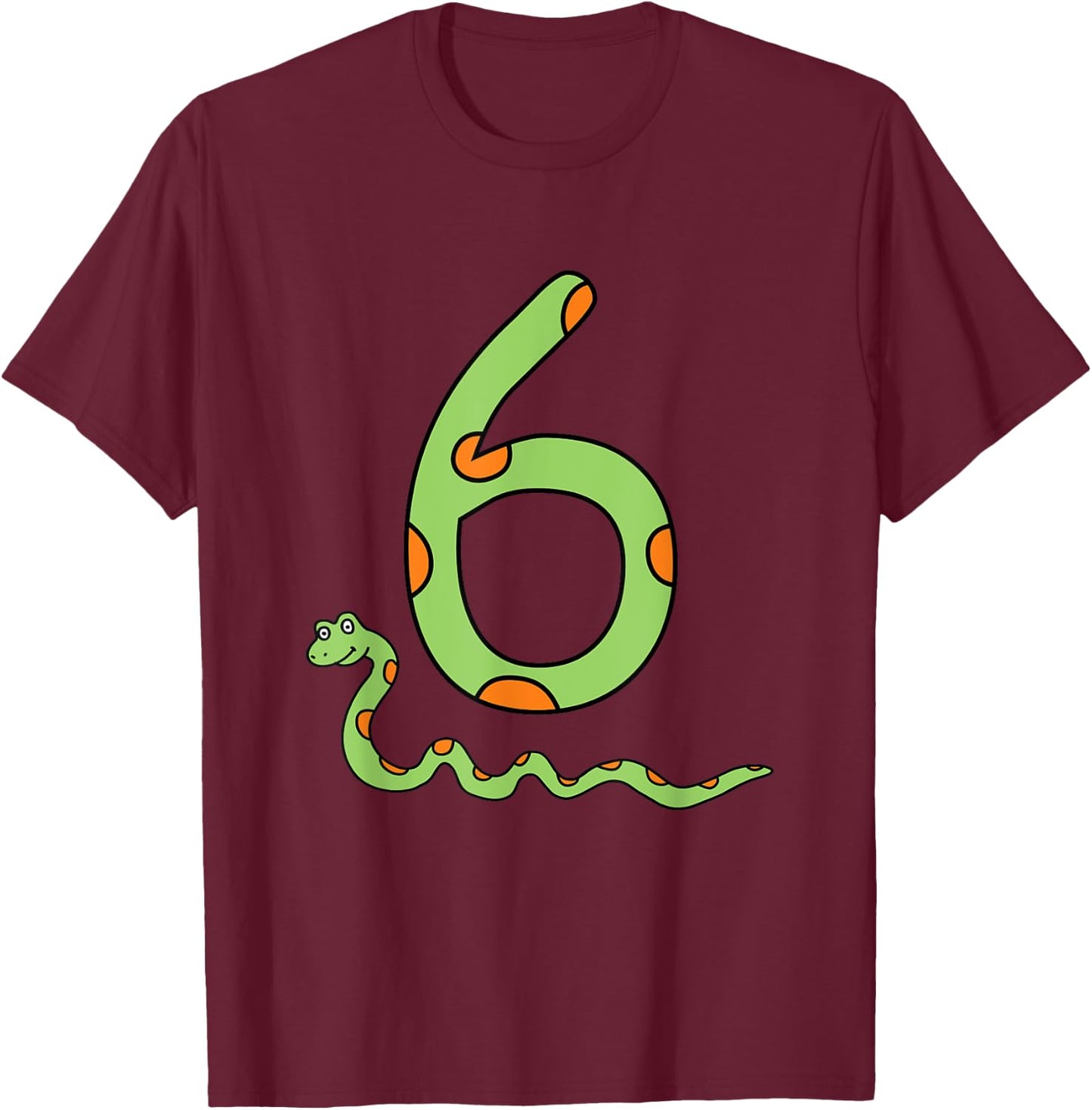 Snake Birthday Boy Kids Reptile Animal Number 6 6th Bday T-Shirt - T-Shirt | Maroon