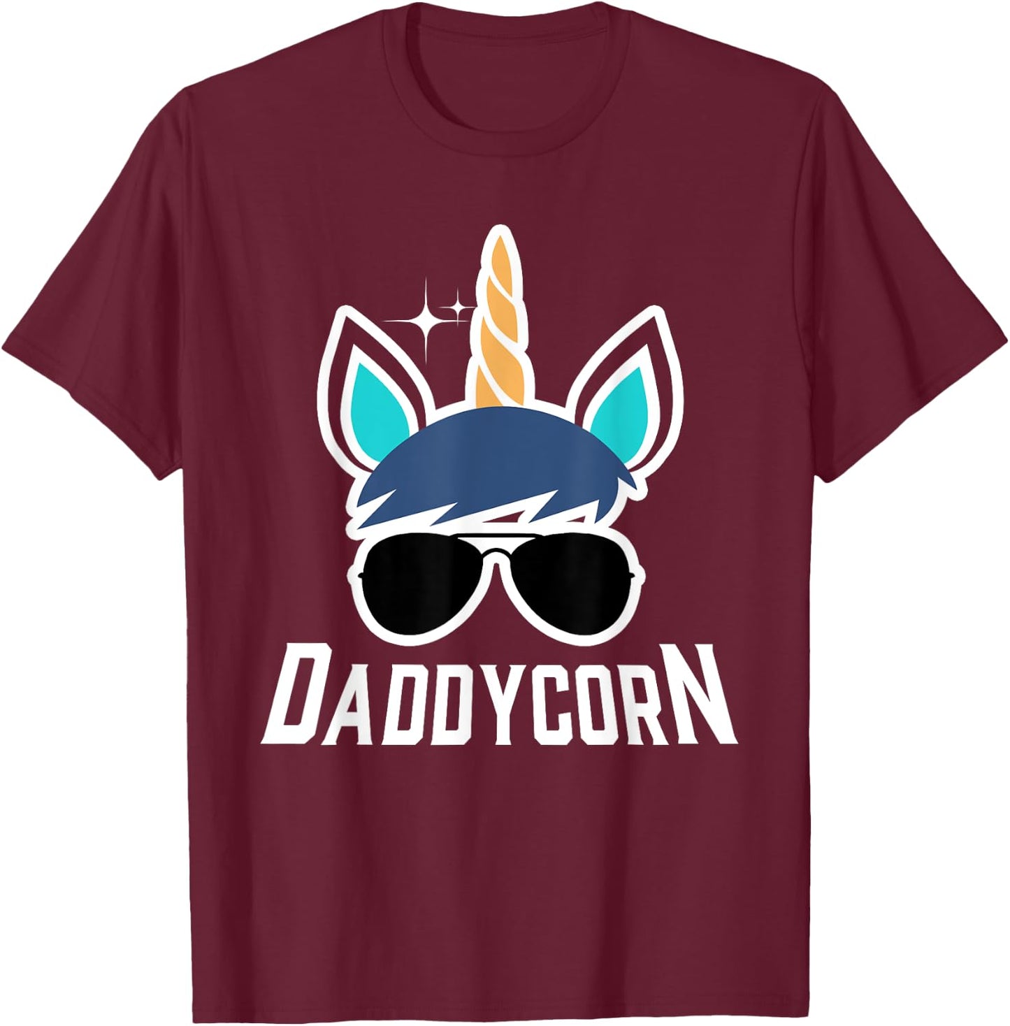 Daddycorn Unicorn Daddy And Baby Father's Day T-Shirt - T-Shirt | Maroon