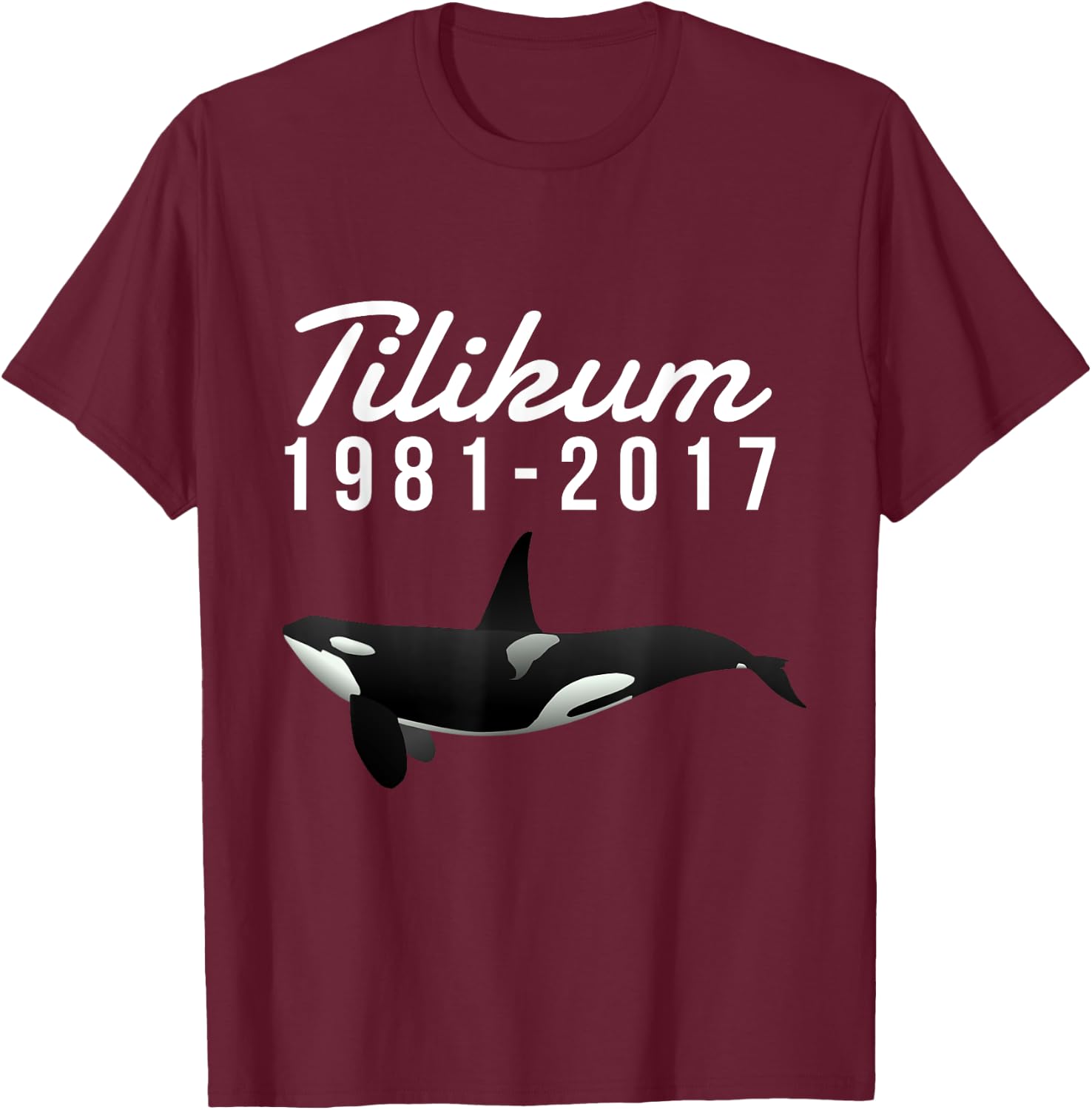 Free Tilikum Save the Orca Killer Whale T-Shirt - T-Shirt | Maroon