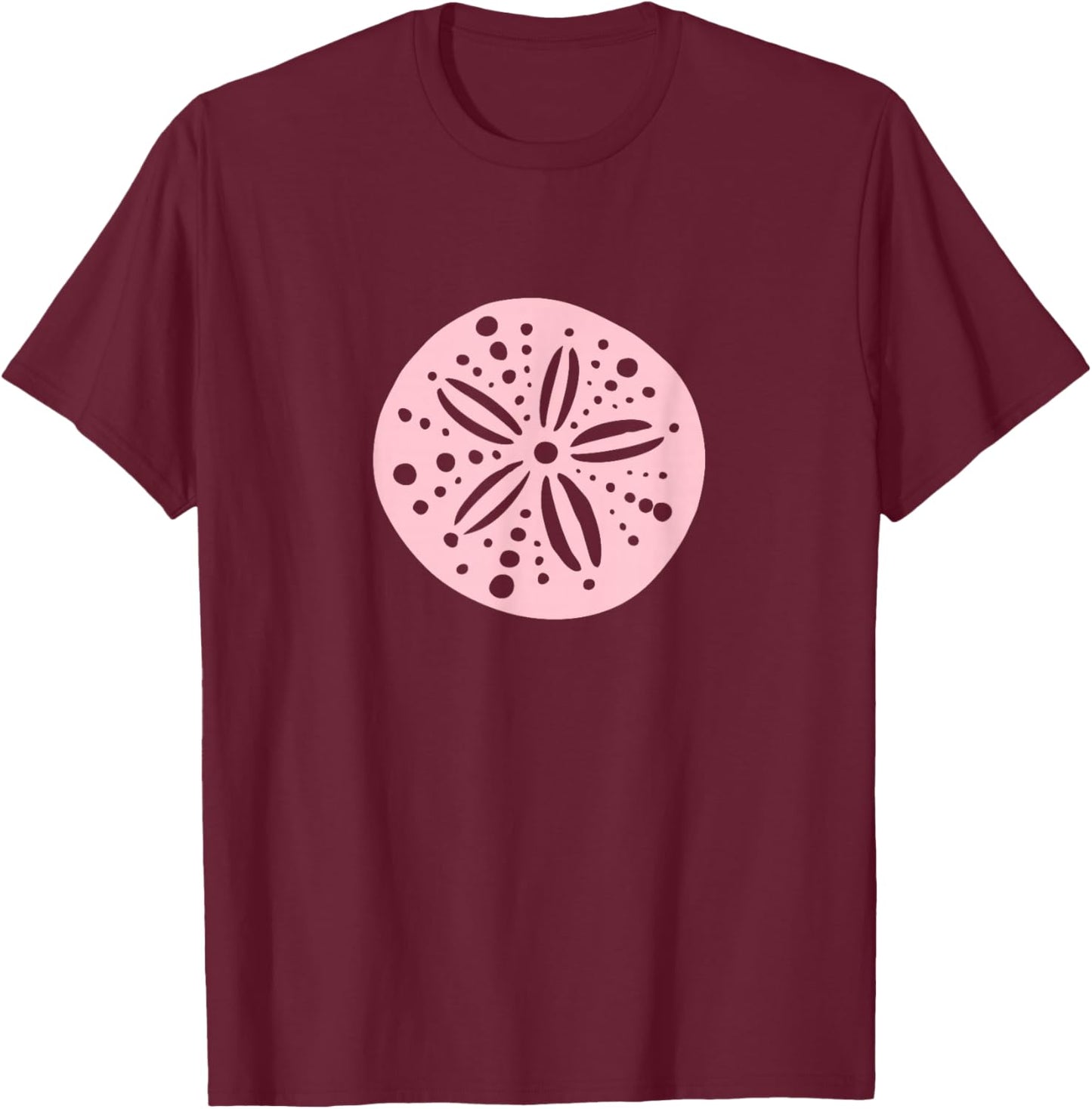 Pink Silver Sand Dollar Nautical Beachy Summer T-Shirt - T-Shirt | Maroon