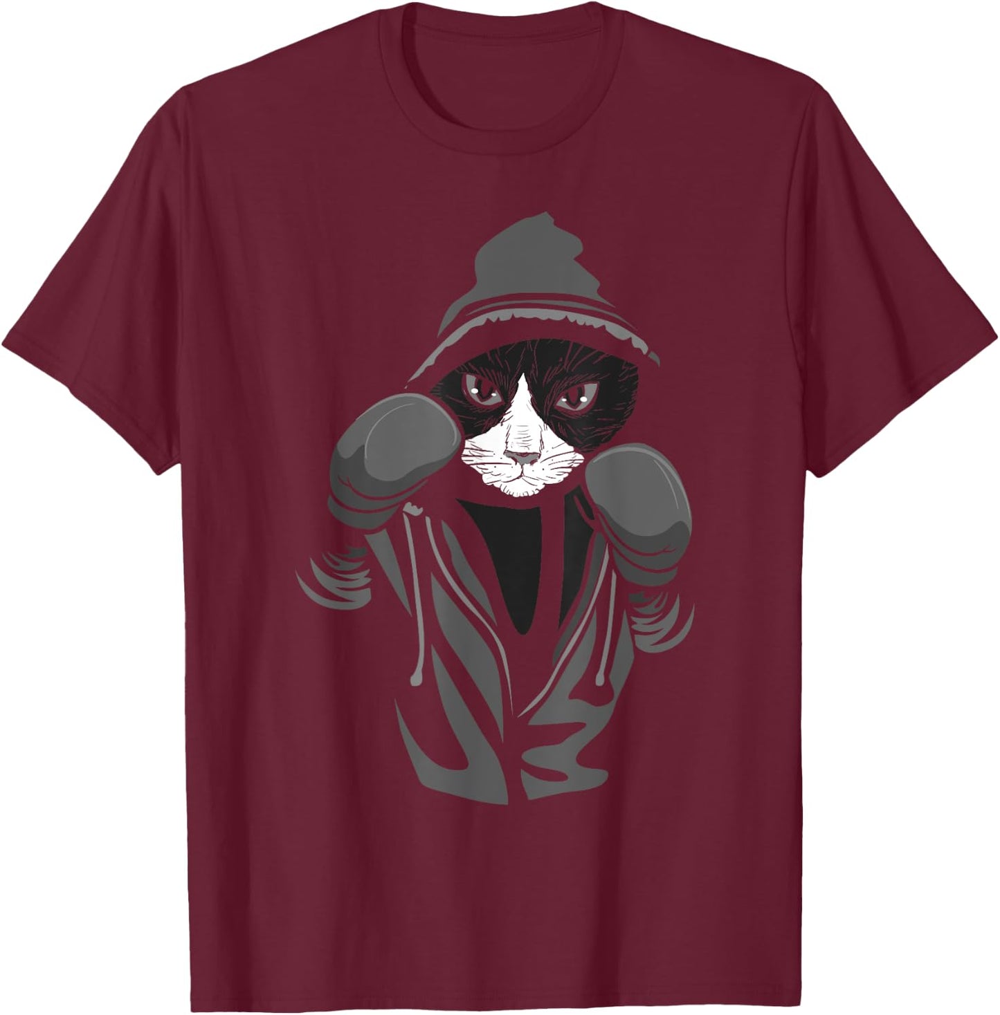 Cat Boxing | Creative Animal Lovers Cool Boxer Gift T-Shirt - T-Shirt | Maroon