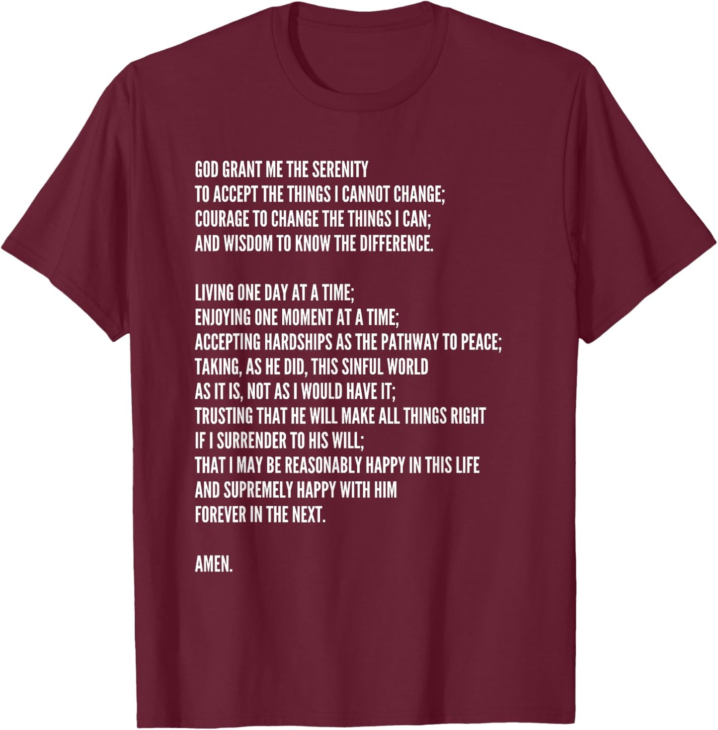 Serenity Prayer T-Shirt - T-Shirt | Maroon