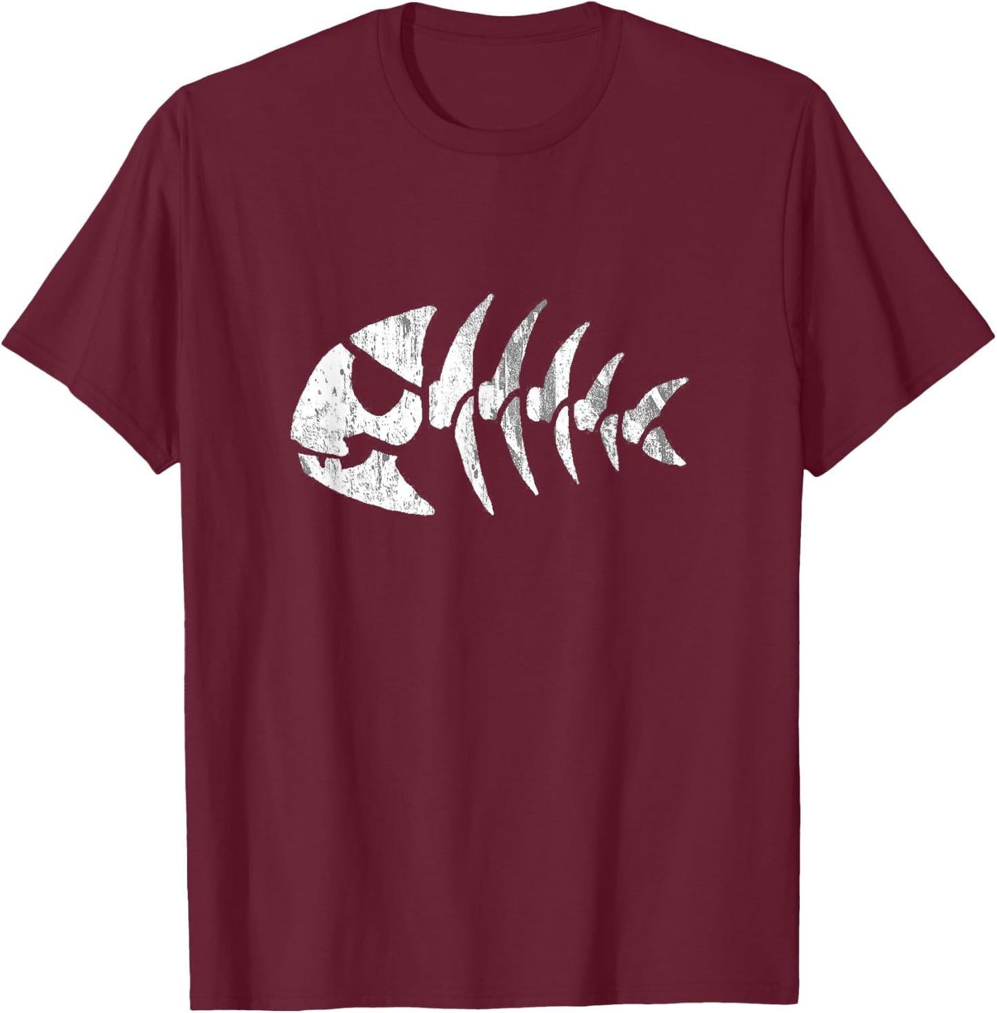 Pastafarian Jolly Pirate Fish FSM - DISTRESSED T-Shirt - T-Shirt | Maroon