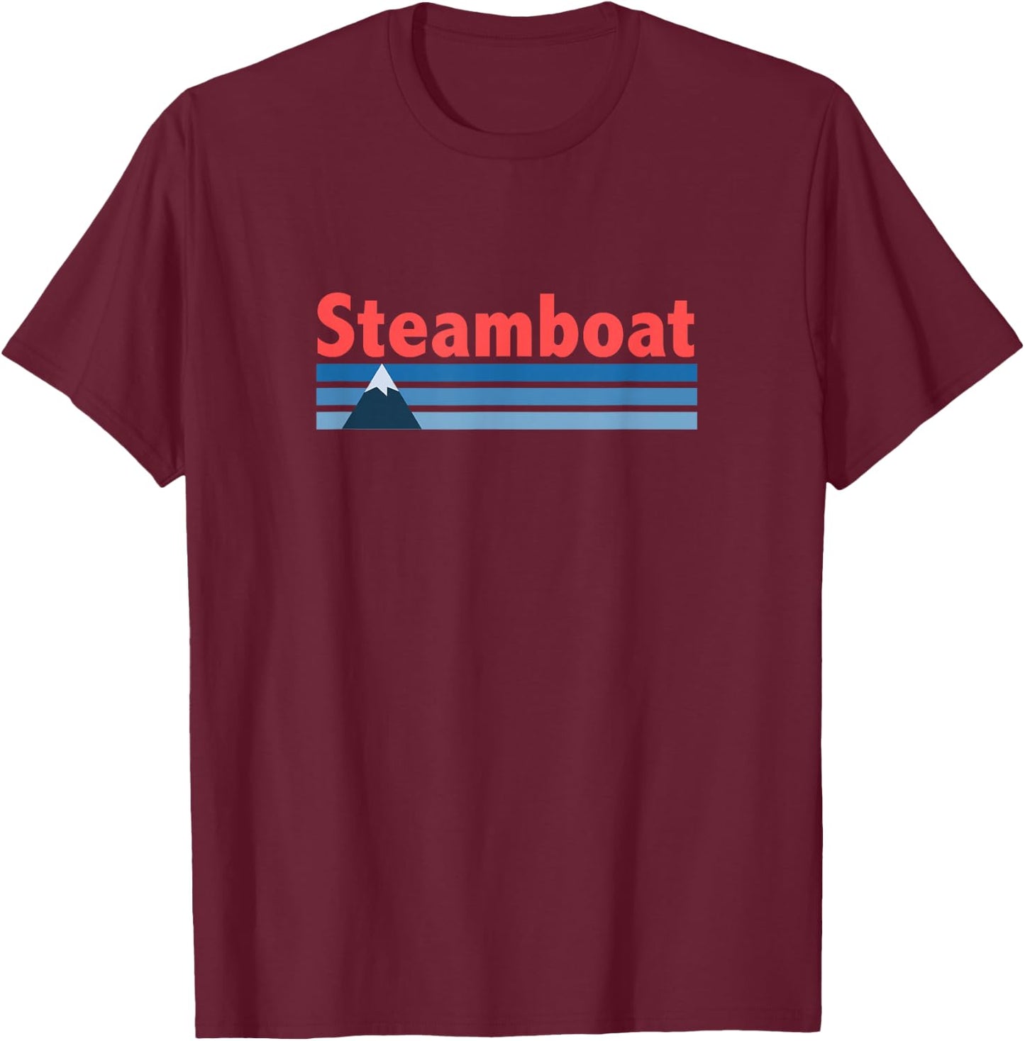 Retro Style Mountain - Steamboat Springs Colorado T-Shirt - T-Shirt | Maroon