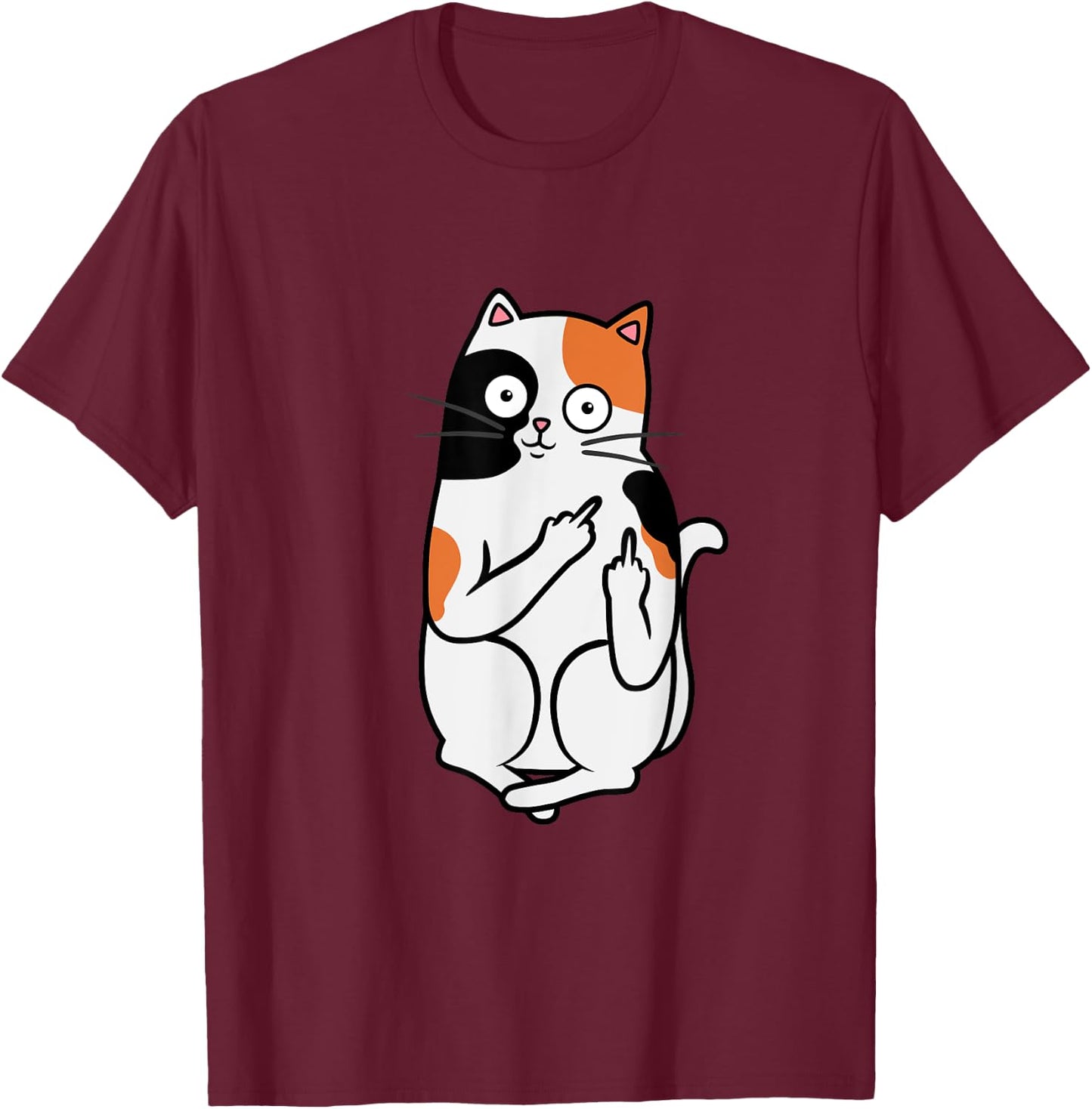 Cat Middle Finger Calico Flippin' Bird T shirt T-Shirt - T-Shirt | Maroon