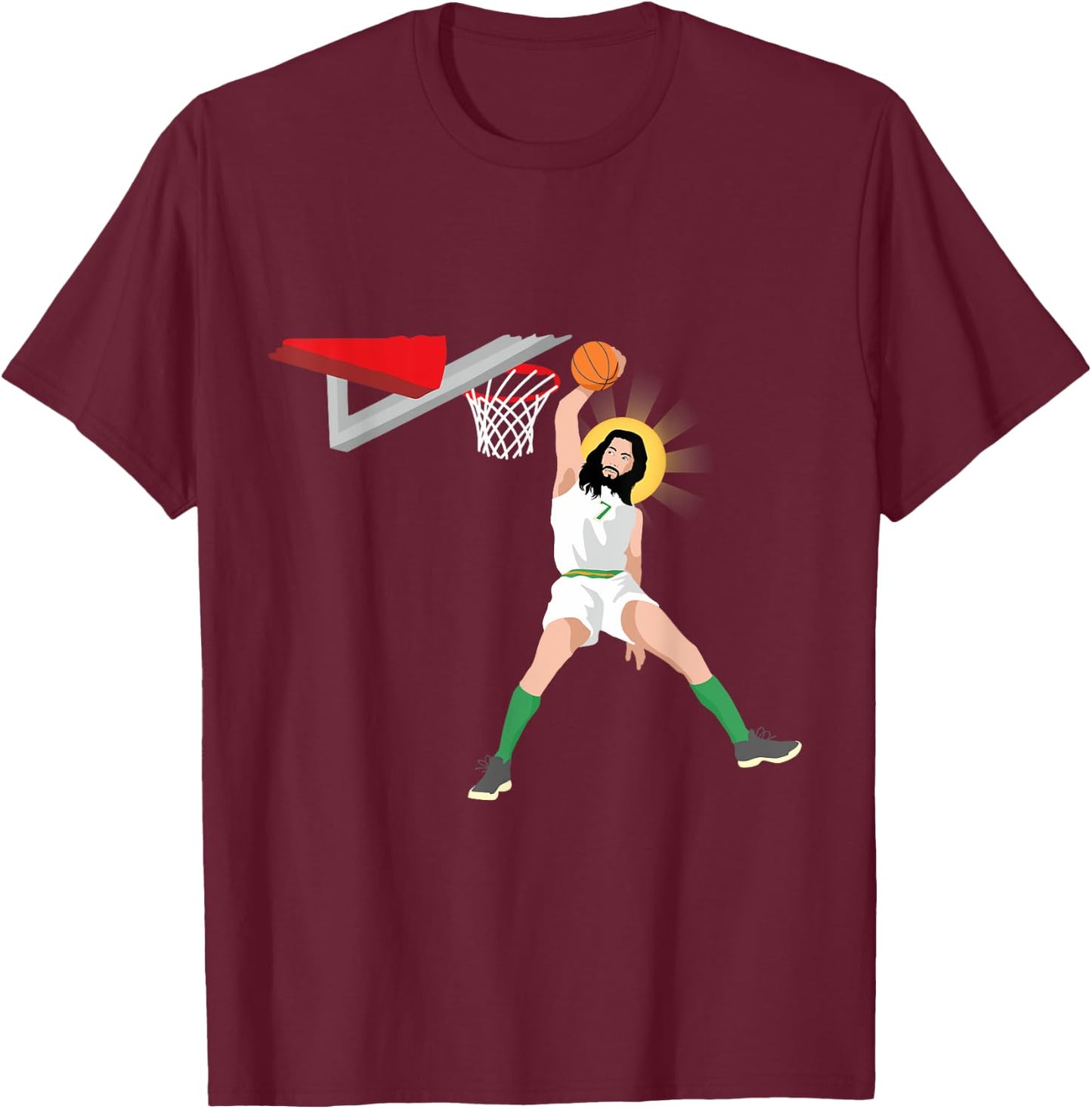Funny Basketball Jesus Christian Humor Slam Dunk T-Shirt - T-Shirt | Maroon