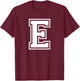 Letter E Name Initial Varsity Alphabet Monogram T-Shirt - T-Shirt | Maroon