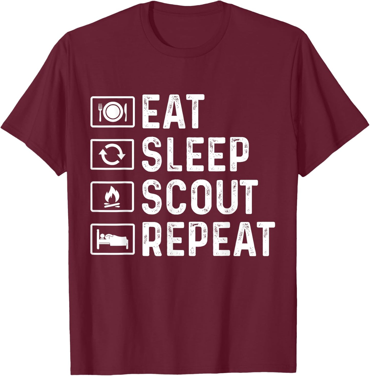 Eat Sleep Scout Repeat Scouts T-Shirt - T-Shirt | Maroon
