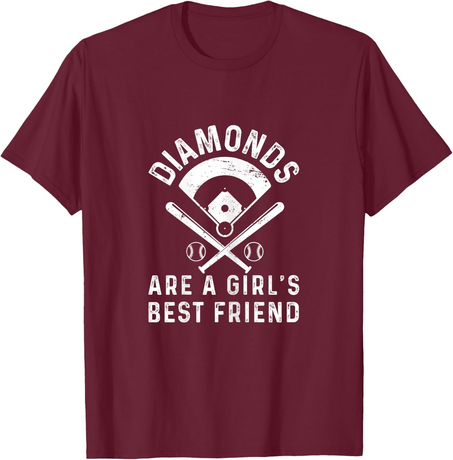 Diamonds are a Girl's Best Friend Baseball T-Shirt - T-Shirt | Maroon