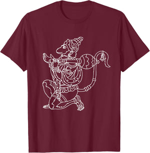 Hanuman Hindu God Hinduism Monkey Ramayana T-Shirt - T-Shirt | Maroon