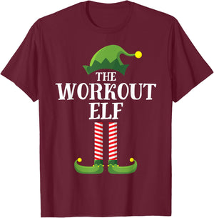 Workout Elf Matching Family Group Christmas Party Pyjamas T-Shirt - T-Shirt | Maroon