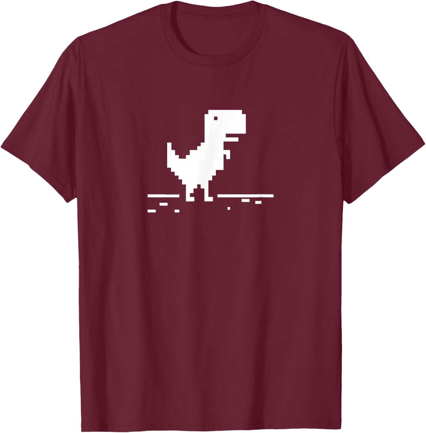 T-Rex Geek Dinosaur Pixel Art No Internet Connection T-Shirt - T-Shirt | Maroon