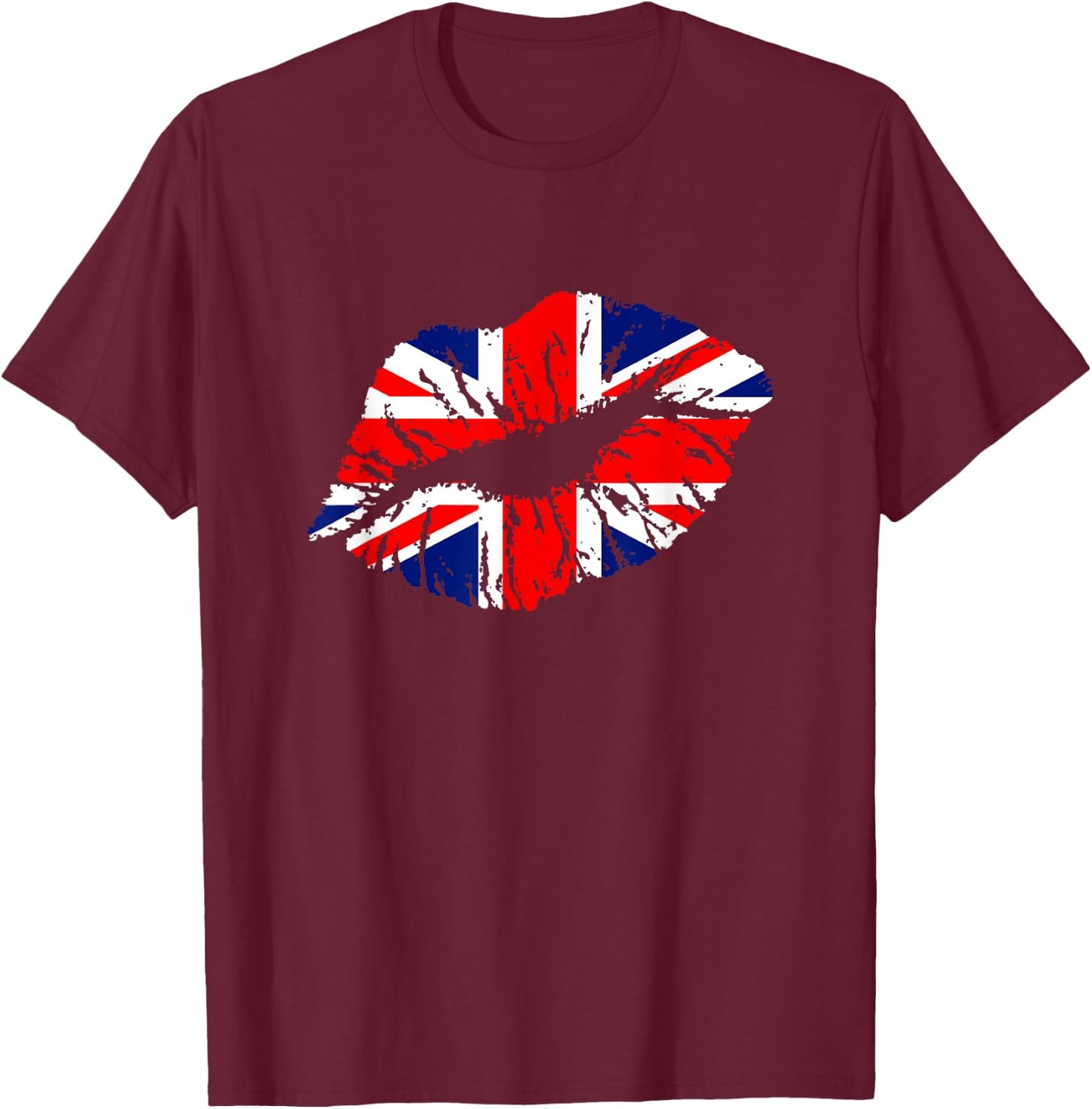Great Britain England Lips Shirt Gift Brit T-Shirt - T-Shirt | Maroon